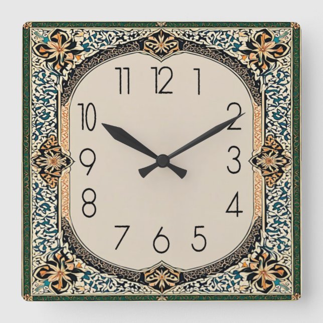 Art Deco Square Wall Clock (Front)