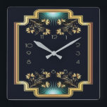Art Deco Square Wall Clock<br><div class="desc">Great clock design. You will love it like others. Be free to use this design for other product you like or to customise and add your text. Follow me for more. Thank you. Have a nice day.</div>