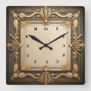 Art Deco Square Wall Clock