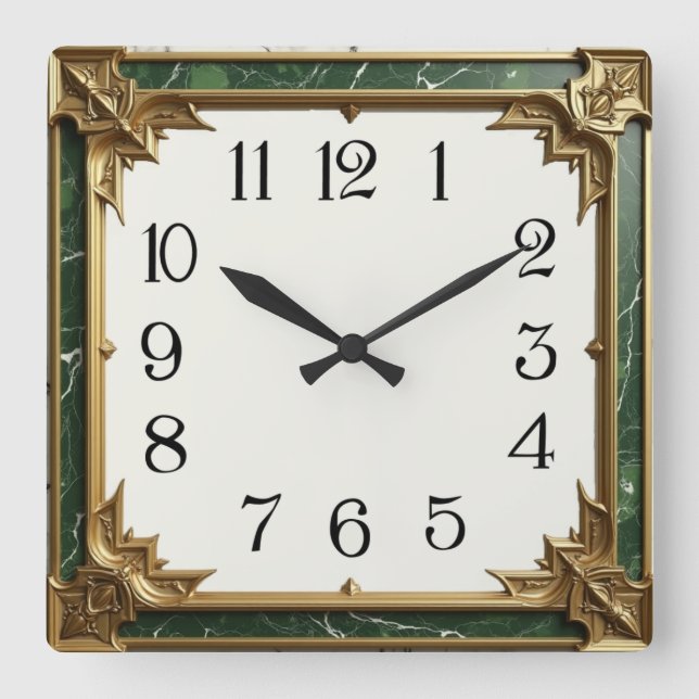Art Deco Square Wall Clock (Front)