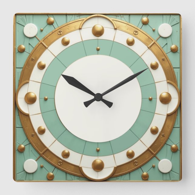 Art Deco Square Wall Clock (Front)