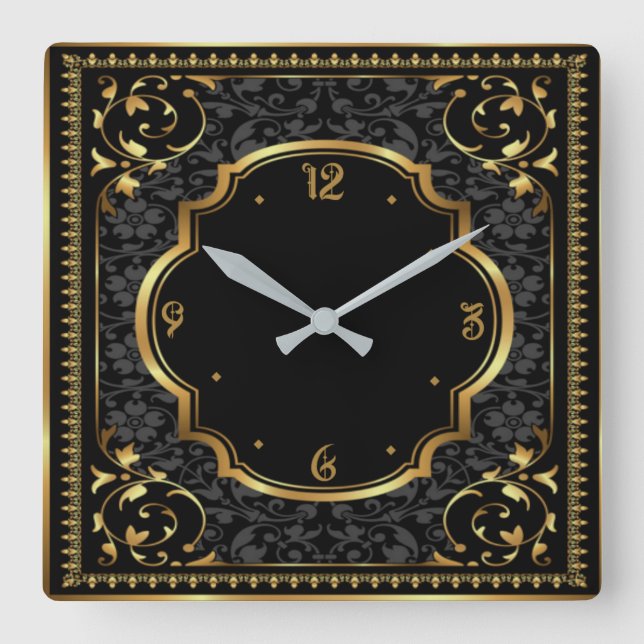Art Deco Square Wall Clock (Front)