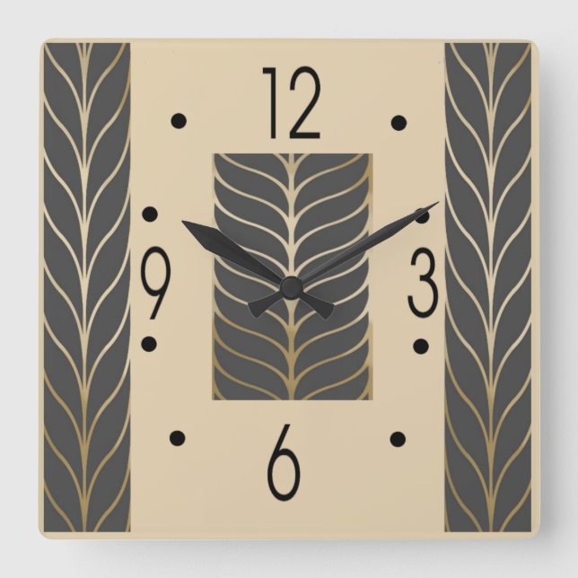 Art Deco Square Wall Clock (Front)