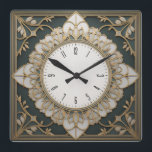 Art Deco Square Wall Clock<br><div class="desc">Great clock design. You will love it like others. Be free to use this design for other product you like or to customise and add your text. Follow me for more. Thank you. Have a nice day.</div>