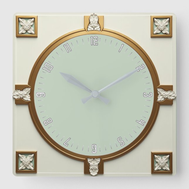 Art Deco Square Wall Clock (Front)