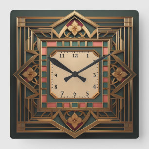 Art Deco Square Wall Clock