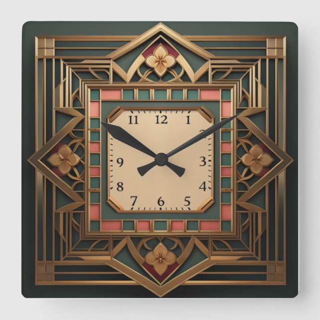 Art Deco  Square Wall Clock