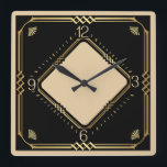 Art Deco Square Wall Clock<br><div class="desc">Great clock design. You will love it like others. Be free to use this design for other product you like or to customise and add your text. Follow me for more. Thank you. Have a nice day.</div>