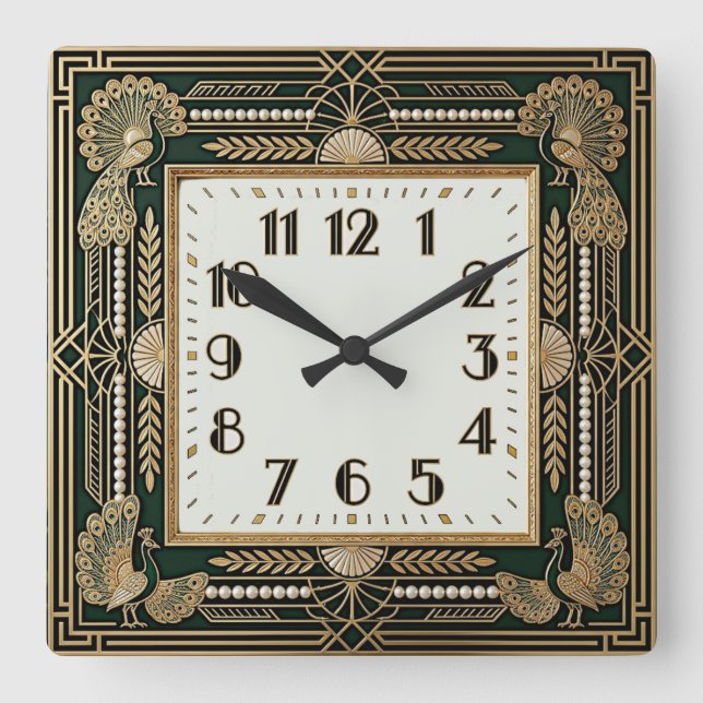 Art Deco Square Wall Clock (Front)