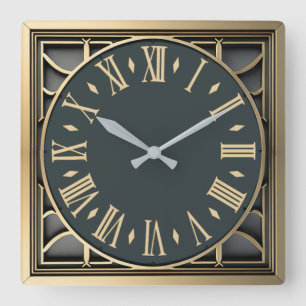 Art Deco Square Wall Clock