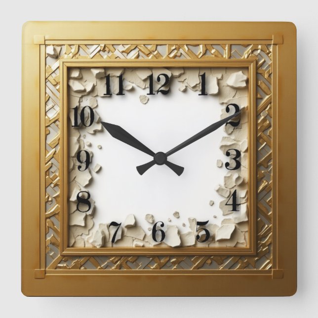 Art Deco Square Wall Clock (Front)