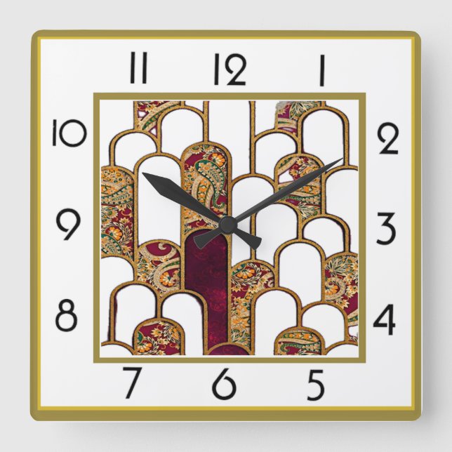 Art Deco Square Wall Clock (Front)