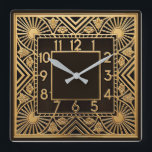 Art Deco Square Wall Clock<br><div class="desc">Great clock design. You will love it like others. Be free to use this design for other product you like or to customize and add your text. Follow me for more. Thank you. Have a nice day.</div>