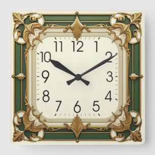 Art Deco Square Wall Clock