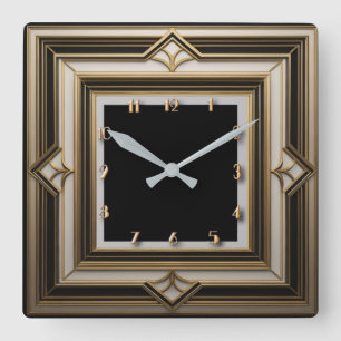 Art Deco Square Wall Clock