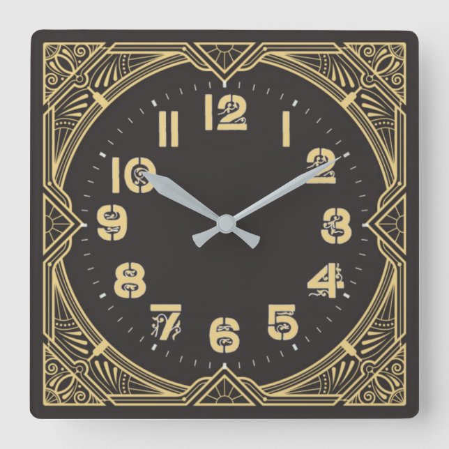 Art Deco Square Wall Clock (Front)