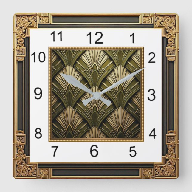 Art Deco Square Wall Clock (Front)