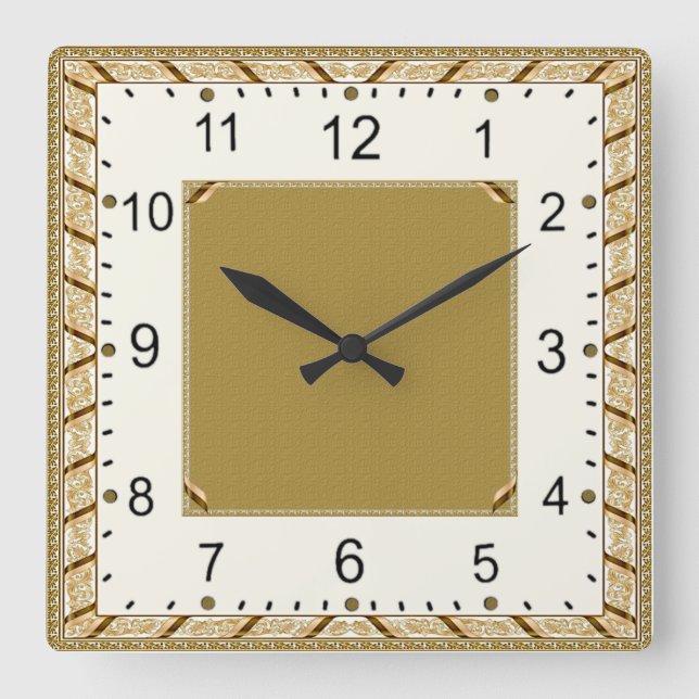 Art Deco Square Wall Clock (Front)