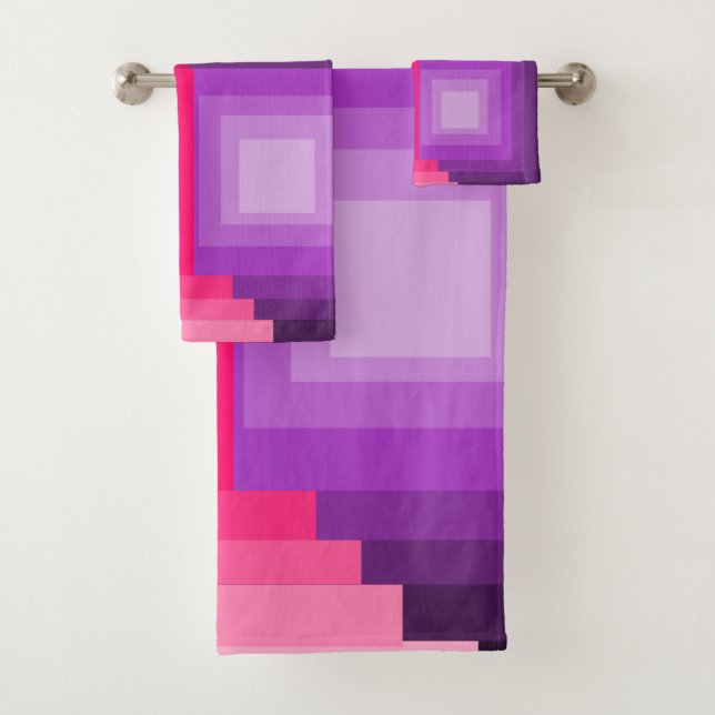 Art Deco Squares  Bath Towel Set (Insitu)