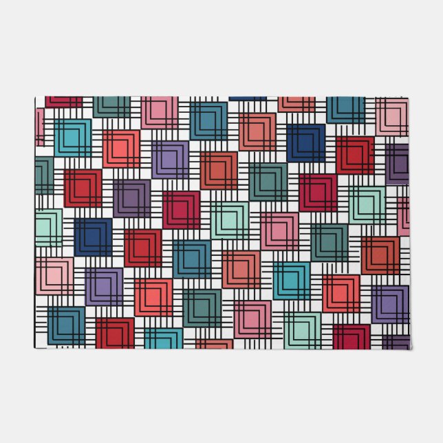 Art Deco Squares  Doormat (Front)