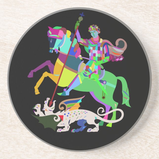 Art Deco St George the Dragon Slayer Coaster (Front)