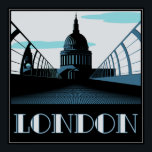 Art Deco St Pauls, London Poster<br><div class="desc">An Art Deco advertisement inspired image of London.  Featuring St Pauls Cathedral viewed from the Millennium Bridge.</div>