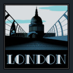Art Deco St Pauls, London Poster<br><div class="desc">An Art Deco advertisement inspired image of London.  Featuring St Pauls Cathedral viewed from the Millennium Bridge.</div>