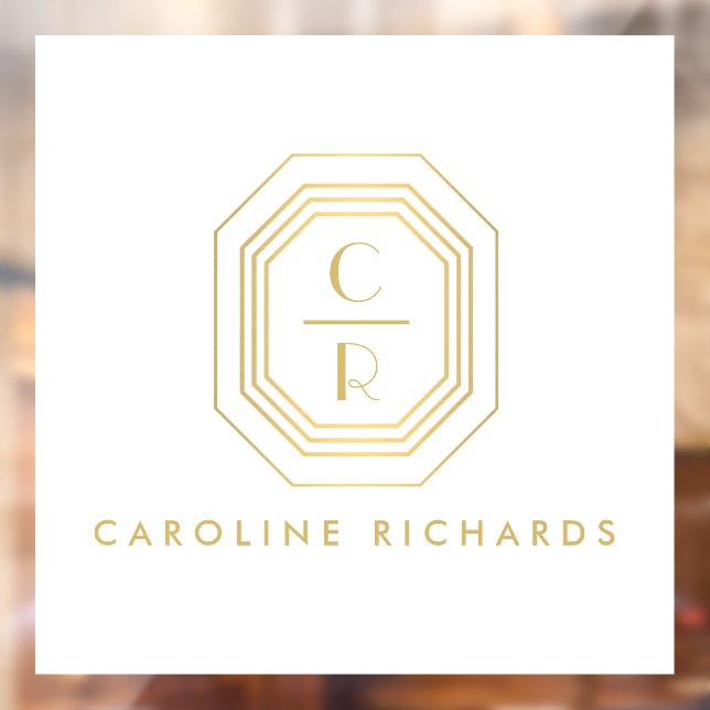 Art Deco Stacked Monogram Logo Gold/White (Sheet 2)