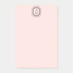 Art Deco Stacked Monogram Logo on Pink Post-it Notes