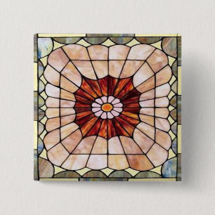 Art Deco Stained Glass 2 15 Cm Square Badge