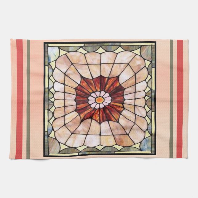 Art Deco Stained Glass 2 Tea Towel (Horizontal)