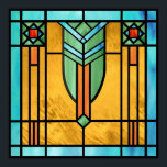 Art Deco Stained Glass 3 Poster<br><div class="desc">20” x 20” poster with an image of a stained glass artwork with Art Deco flair,  reminiscent of certain 1920s works. See matching wrapped canvas print,  acrylic wall art,  metal wall art and wall decal. See the entire This & That Poster collection in the ART & POSTERS section.</div>