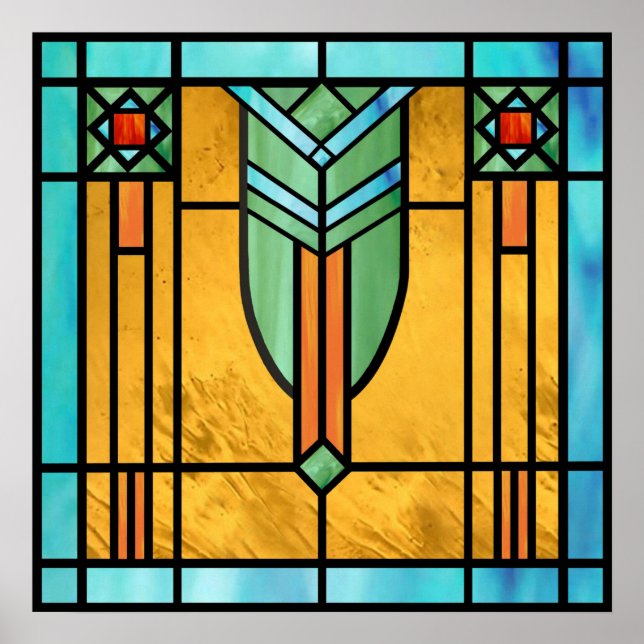 Art Deco Stained Glass 3 Poster (Front)