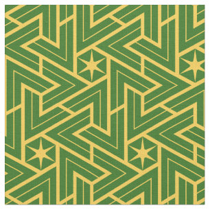Art Deco Star Triangle Pattern - Green and Gold Fabric