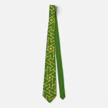 Art Deco Star Triangle Pattern - Green and Gold