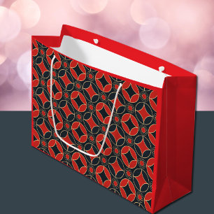 art deco stars in red and black large gift bag