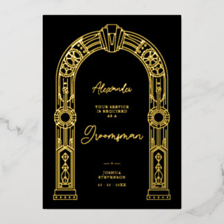 Art Deco Steampunk Groomsman Proposal Gold TLW26