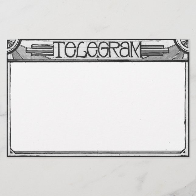 Art Deco Steampunk Telegram Stationery (Front)