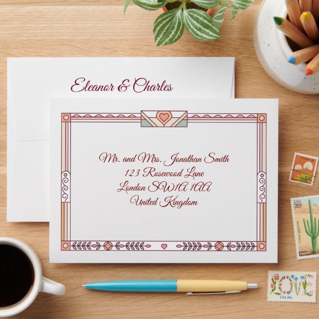 Art Deco Storybook Wedding Envelope (Desk)