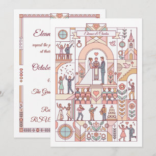 Art Deco Storybook Wedding Invitation