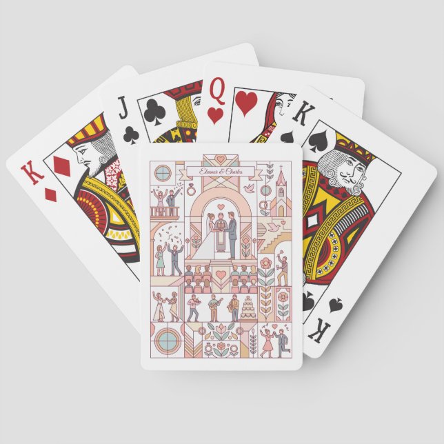 Art Deco Storybook Wedding Playing Cards (Back)