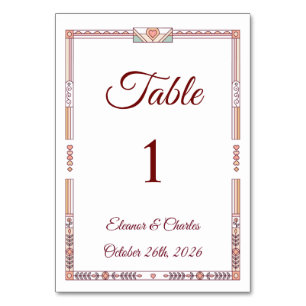 Art Deco Storybook Wedding Table Number