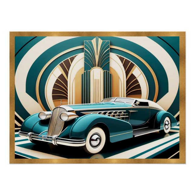 Art Deco Streamlined Car Poster (Front)