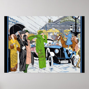 Art Deco Street Scene Poster