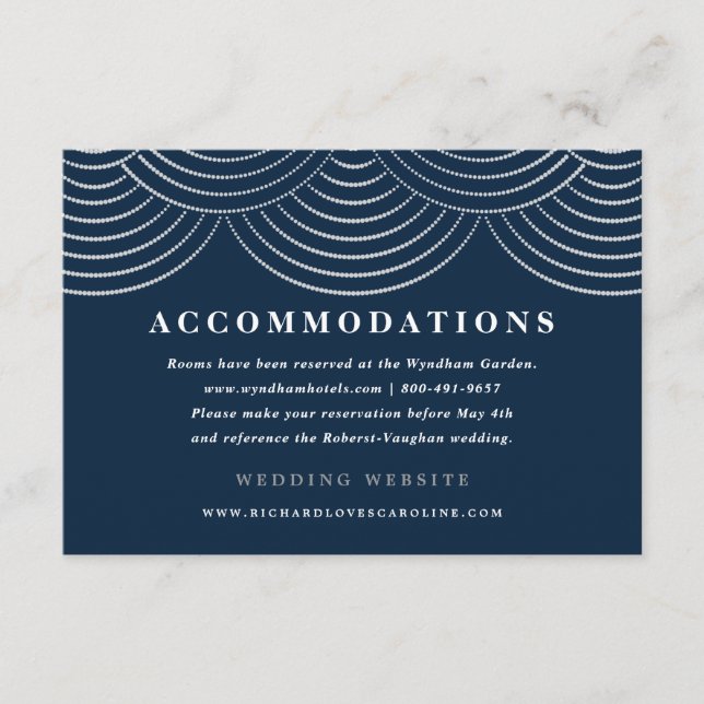 Art Deco String Lights Enclosure Cards Navy Blue (Front)