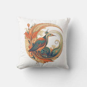 Art Deco style bird of Paradise design Cushion