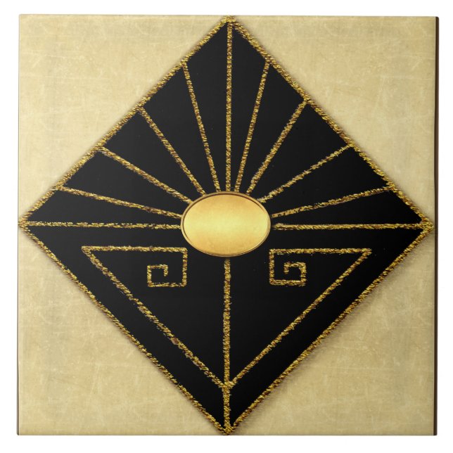 Art Deco Style Black and Gold Tile (Front)