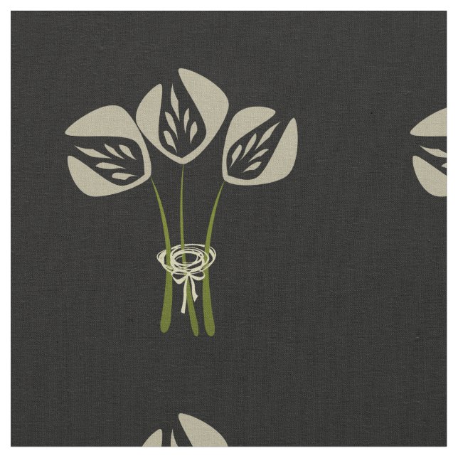 Art Deco Style Bouquet Pattern Fabric (Close Up)