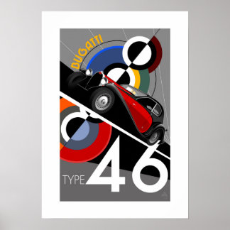 Art Deco Style Buggatti Car Poster