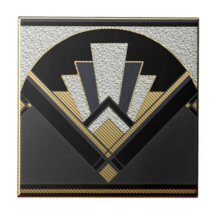 Art Deco Style Ceramic (Silver/grey ) Tile